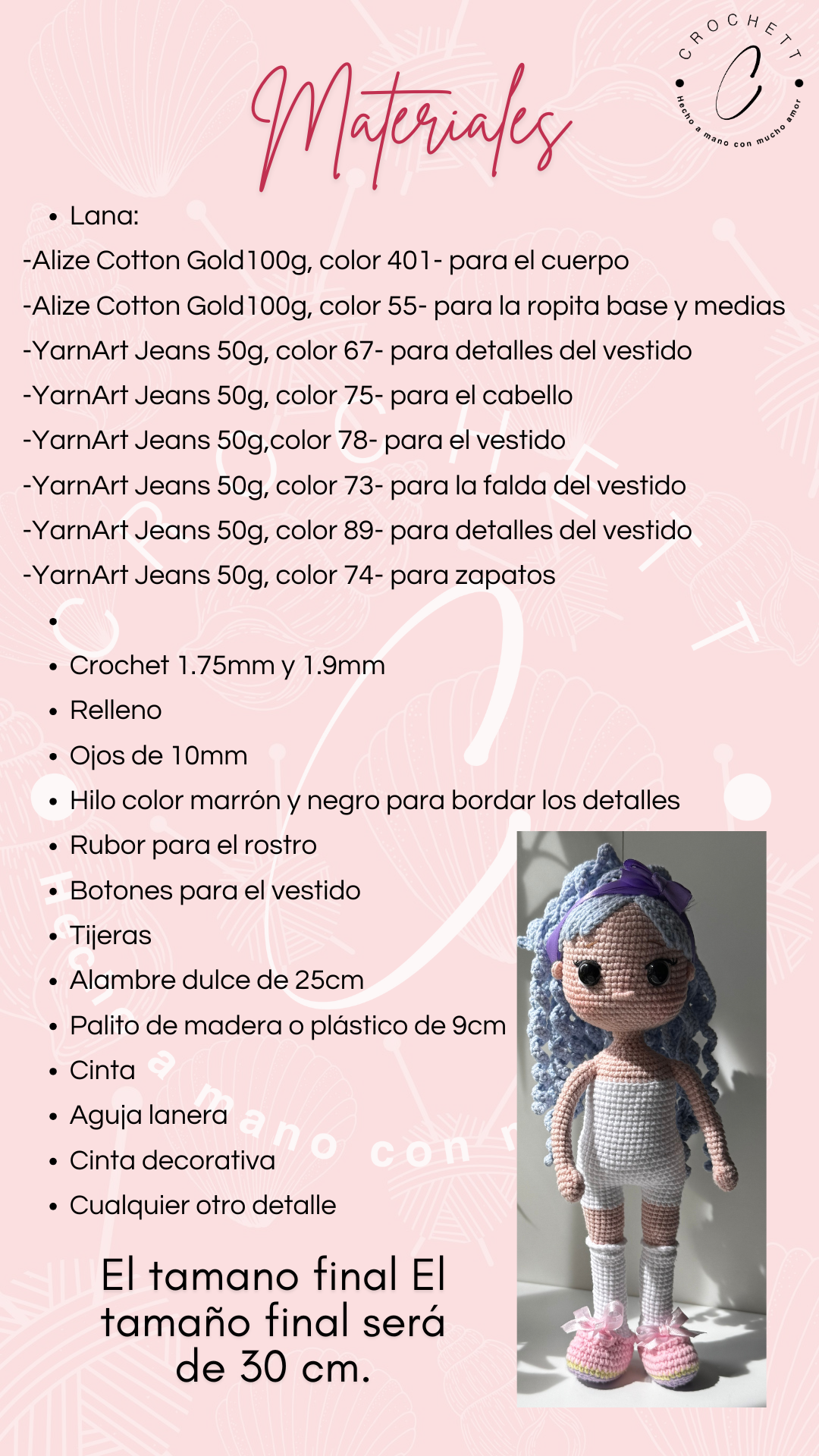 Unicornio Doll - Patrón de Muñeca Amigurumi Tejida en Crochet (Incluye Vestido)